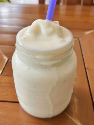 Banana & coconut milk smoothie (80 THB)  at Anchan Vegetarian Restaurant in Chiang Mai