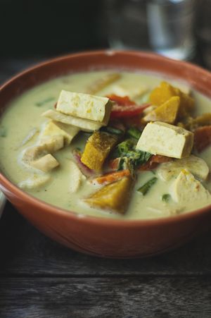 Gorgeous Pumpkin Green Curry  at Anchan Vegetarian Restaurant in Chiang Mai