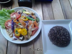 Our market fresh stirfried vegetable dish might be the simplest one on the menu, but that is no reason to disregard it. at Anchan Vegetarian Restaurant in Chiang Mai