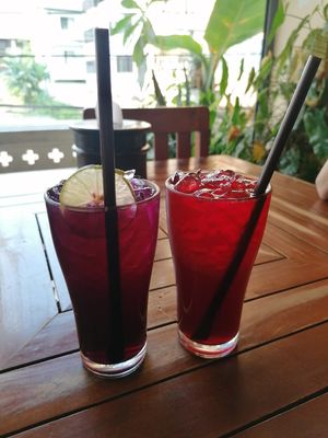 Soda with flowers 🌷 at Anchan Vegetarian Restaurant in Chiang Mai