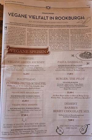 Vegane Karte (Allergene weichen vom Standard ab) at Phantasialand - Restaurant Uhrwerk in Bruehl
