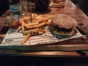 Burger with fries (the pilot) at Phantasialand - Restaurant Uhrwerk in Bruehl