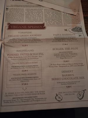 The menu at Phantasialand - Restaurant Uhrwerk in Bruehl