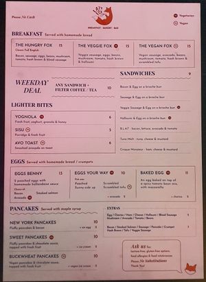 Meny 2023 at Lazy Fox in Helsinki