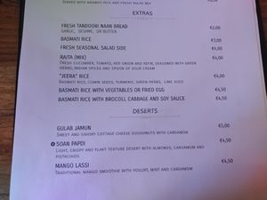 Menu, extras and desserts at Mažoji Himalaja in Vilnius