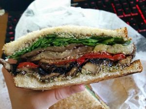 vegan Georgian sandwich: incredibly delicious and highly recommended!!!!! at The Catalyst Cafe in Missoula