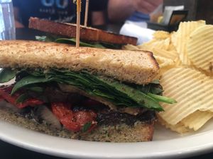 Roasted Vegetable Sandwich. Didn’t expect it to be cold but sure was yummy! at The Catalyst Cafe in Missoula