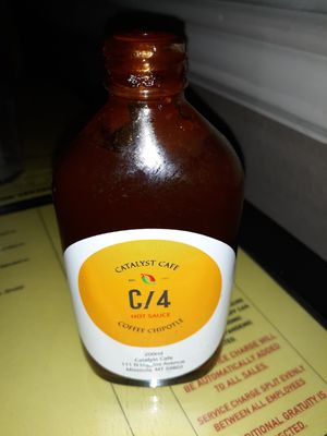 Housemade hot sauce at The Catalyst Cafe in Missoula