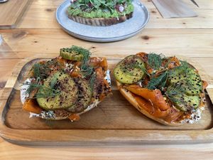 Smoked carrot bagel  at Fara in Glastonbury