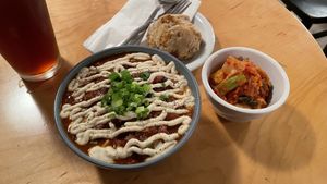 Chili, kimchi and a scone at Resonance Cafe in Montreal