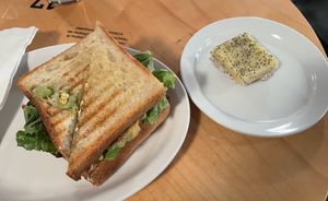 TBLT sandwich and lemon square at Resonance Cafe in Montreal
