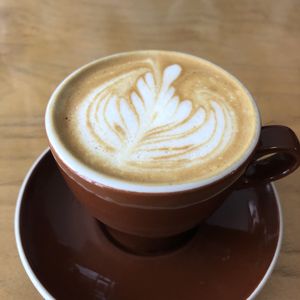 Cappuccino au lait végétal maison (coco et amande) at Resonance Cafe in Montreal