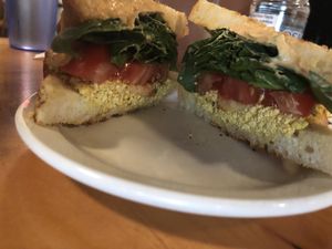 Breakfast sandwich  at Resonance Cafe in Montreal