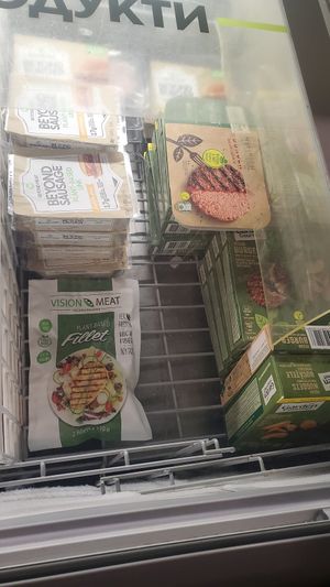 Vegan fake meat and falafel at Parkmart in Sofia