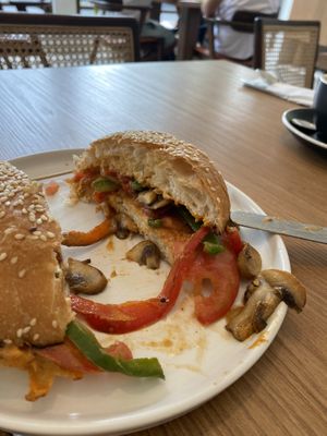 Brioche bun (sweet brioche) with vegetable and tomato-chilli paste  at Cumulus Bali  in Canggu