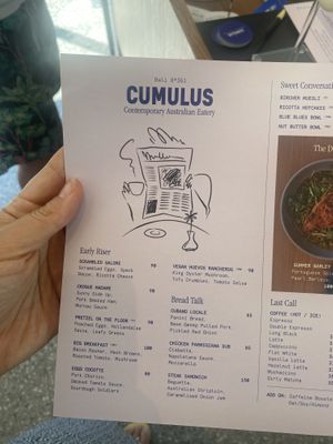 Menu  at Cumulus Bali  in Canggu