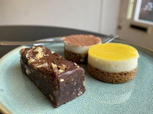 Brownie, tiramisu, mango cheesecake and yuzu cheesecake   at Rose and Vanilla  in Amsterdam