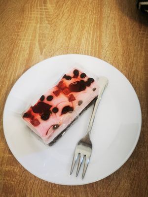 Vegan cream fruit cake at Dolce Vita Cukrászda in Szentendre