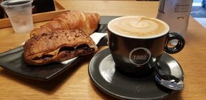 Vegan pastries and soy capuccino at Caffe Vergnano in Bari