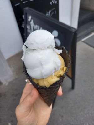 Kokos- und Mirabelleneis at Das Casa in Wurzburg