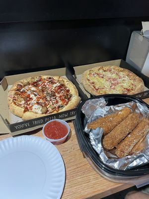 Wild West, Pineapple Express, and mozzarella  sticks   at Bizza in San Mateo