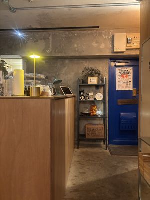 The bar/kitchen area to the left   at Bugoro All Vegan in Fukuoka