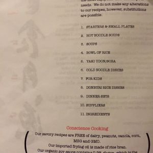 menu at Gomen Kudasai in New Paltz