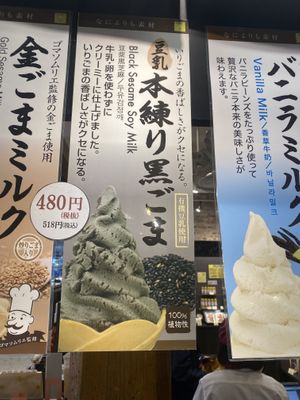Black sesame soy milk ice cream  at Gomafukudo Hakodateten - ごま福堂 函館店 in Hokkaido