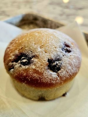 Vegan Muffin. This one is Lemon-Blueberry and worth the $5.75 at Nirvana Soul in Cupertino