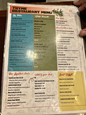 Menu  at Better with Thyme in Nadi