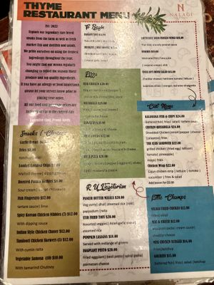 Menu  at Better with Thyme in Nadi