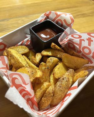 Great potato wedges, recommend! at Tap Station Urban Eatery in Yerevan