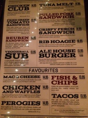 Menu 2 at Merchant Ale House in St Catharines