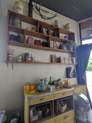 Coffee station at First & Last Coffee Shop in Toronto