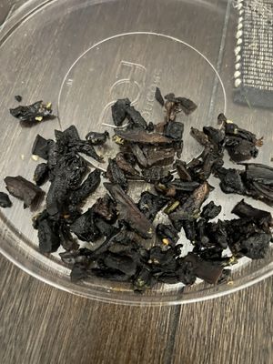 Extremely burnt mushrooms   at Naked Farmer in Sunrise