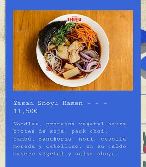 Yasai Shoyu Ramen Vegano at Ramen Shifu in Terrassa