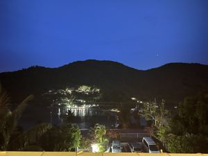 Overlooking the bay from our table  at The Villa in Marigot Bay