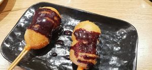 Dessert - banana with chocolate at Kushikatsu Daruma - Janjan in Osaka