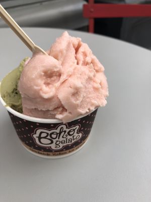 Pistachio, Battenburg, Coffee but called maybe Expresso   at Boho Gelato - Pool Valley in Brighton