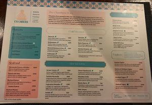 Menu  at Chambers in Galle