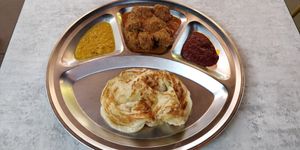 Roti Canai, with sambal & mock mutton at PappaRich in Sydney