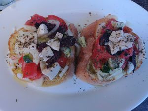 Brusscetta with vegan feta 💚 at JP's Bar and Food in Zakynthos