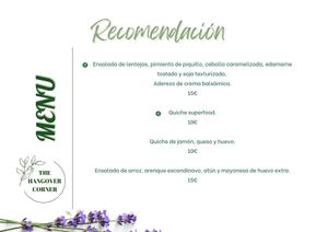 Menu with vegan options  at The Hangover Corner in Ibiza