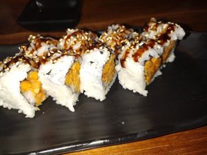 Sweet potato roll at Saku Sushi in Rocky Mount