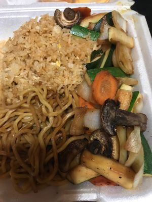 Hibachi Vegetables (take out) .  Note to vegans:  the fried rice had egg in it. at Saku Sushi in Rocky Mount