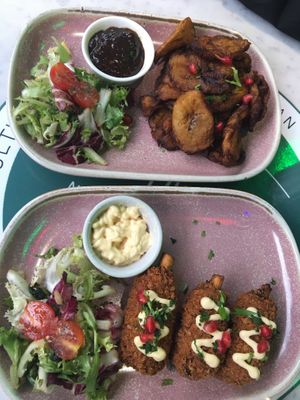 Plantain with been sauce and Jackfruit drumsticks    at Meat The Vegans in North West London