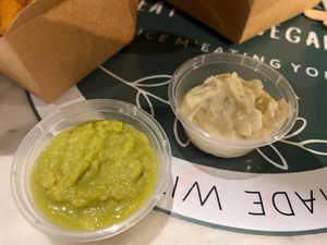 Mashed Peas and Tartar sauce at Meat The Vegans in North West London