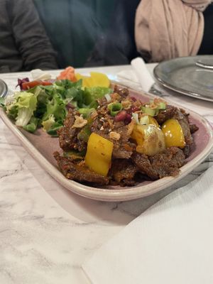 Crispy chilli ‘beef'  at Meat The Vegans in North West London