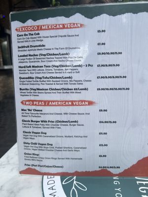 Menu  at Meat The Vegans in North West London