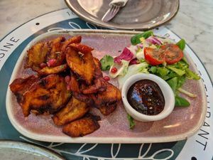 Starter "plantain with black bean sauce" at Meat The Vegans in North West London